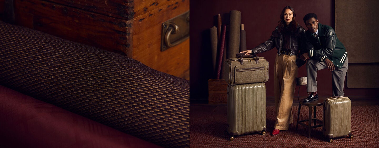 Tweed Travel Duffel and Tweed CURV shown in image. Click here to shop our sitewide sale.