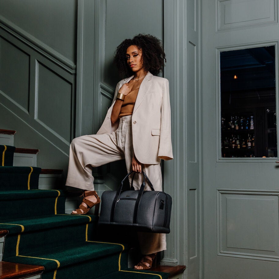 Herringbone Deluxe Weekend Duffel in the color Black Herringbone. image number 1