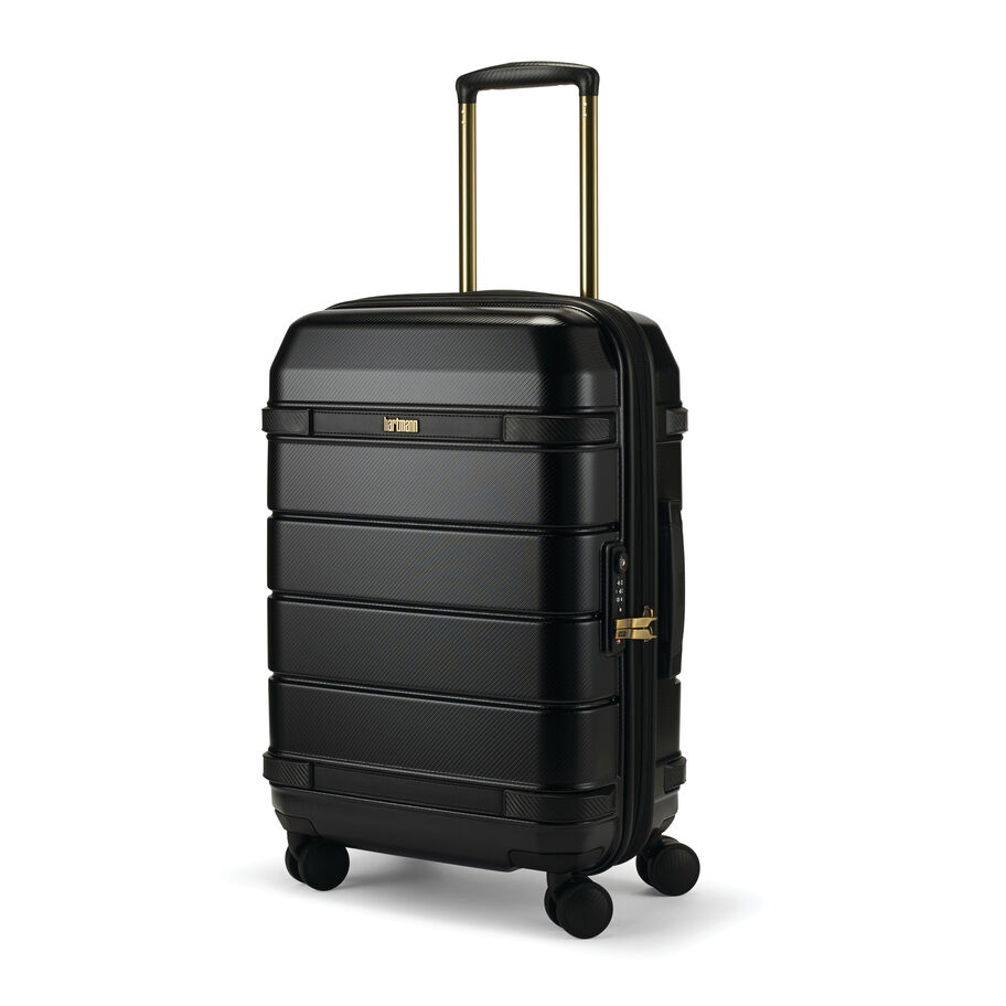 Hartmann Luxe Hardside Carry-On Spinner, Black with Black Trim, Front 3/4 Image image number 1