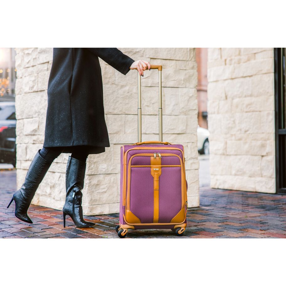 Hartmann Luxe II Carry-On Spinner, Burgundy/Tan, Lifestyle Image image number 8