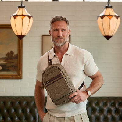 Tweed Sling Bag in the color Tweed/Natural Leather.