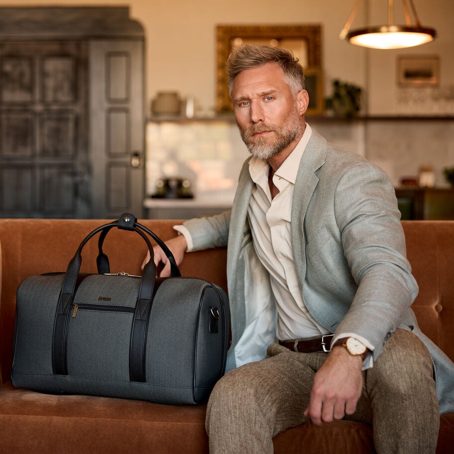 Herringbone Deluxe Weekend Duffel in the color Black Herringbone. image number 1