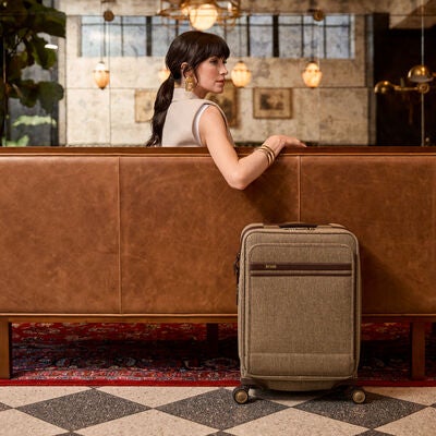 Tweed Domestic Carry-On in the color Tweed/Natural Leather.