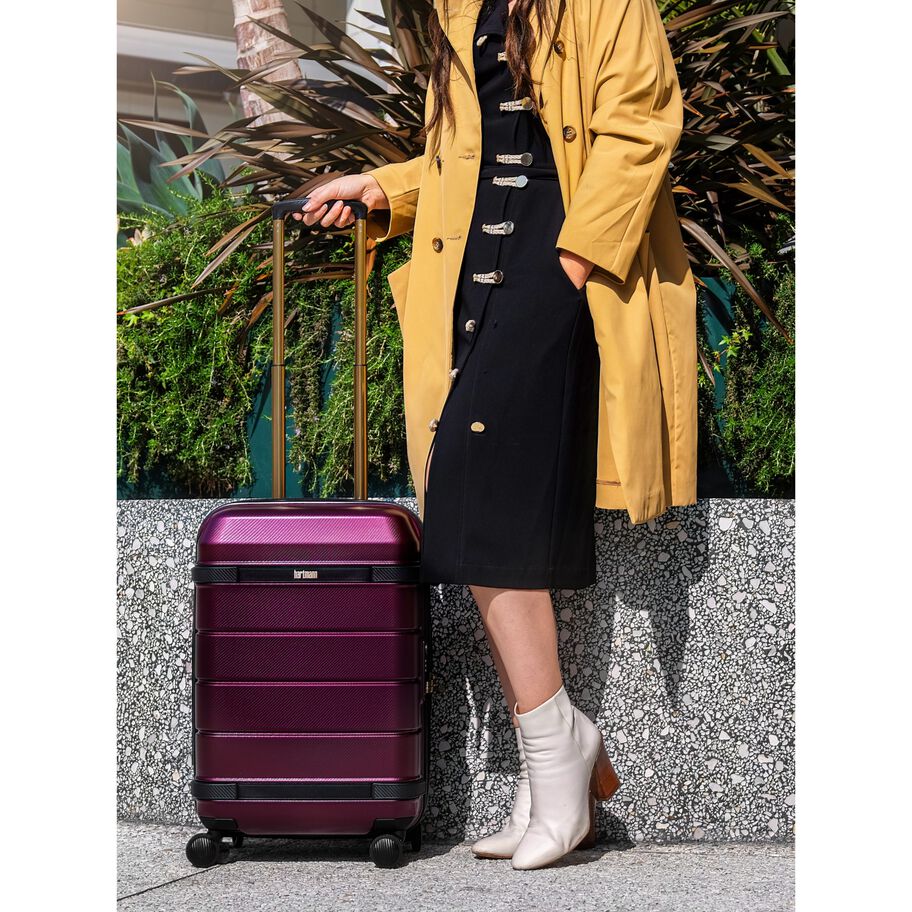 Hartmann Luxe Hardside Carry-On Spinner, Burgundy with Black Trim, Lifestyle Image image number 7