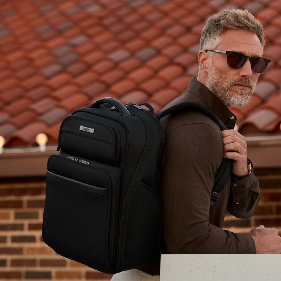Hartmann Metropolitan 2 Executive Backpack, Deep Black, Model wearing Backpack image number 1