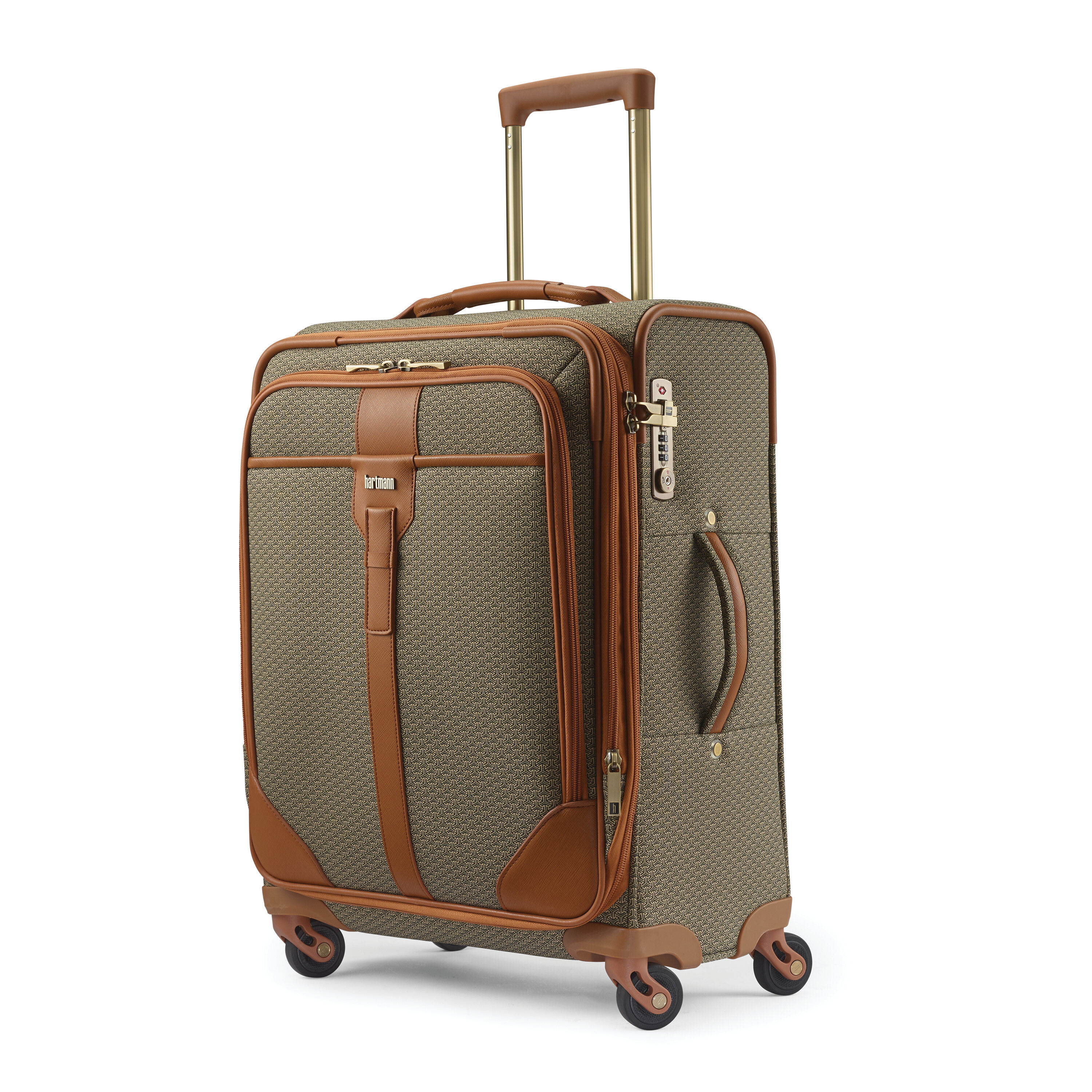 Vintage 24'' Hartmann Tweed Leather Suitcase Wheeled Luggage