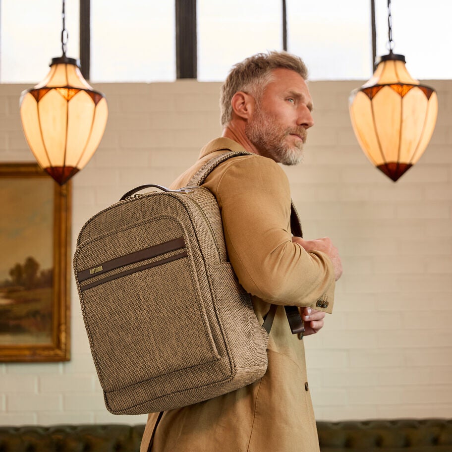 Tweed Travel Backpack in the color Tweed/Natural Leather. image number 1