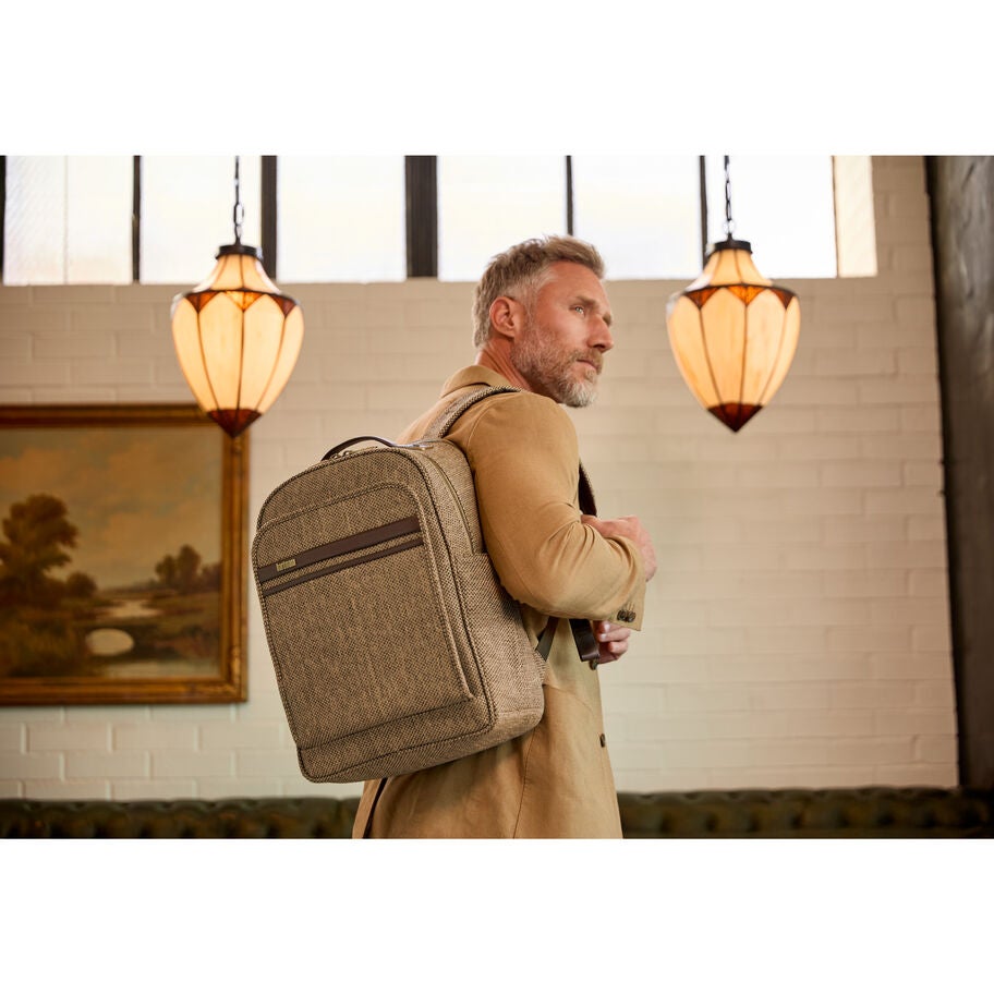 Tweed Travel Backpack in the color Tweed/Natural Leather. image number 7